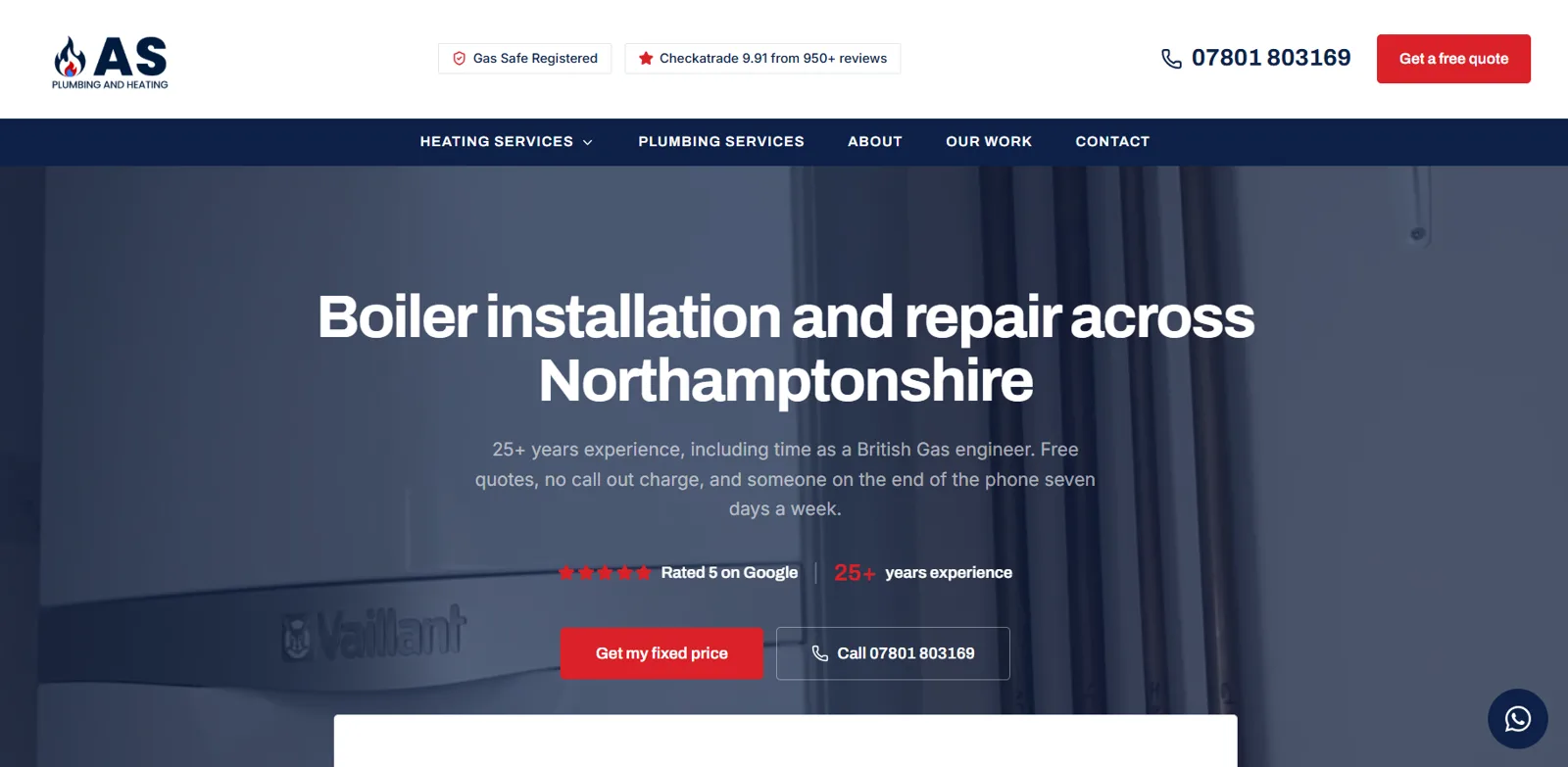 A S Plumbing and Heating website