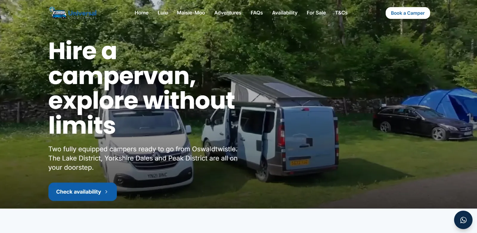 Universal Cool Campers website