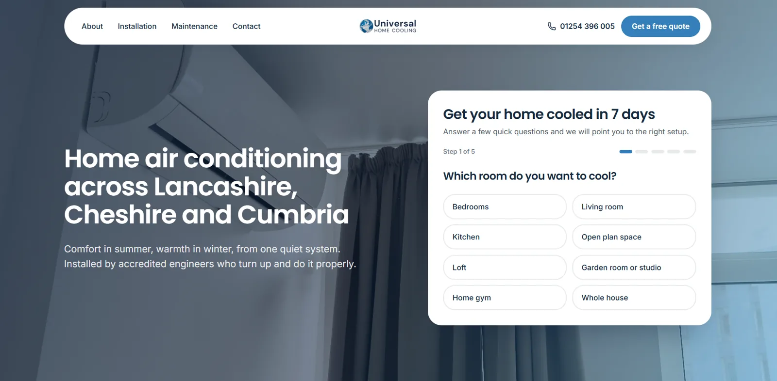 Universal Home Cooling website